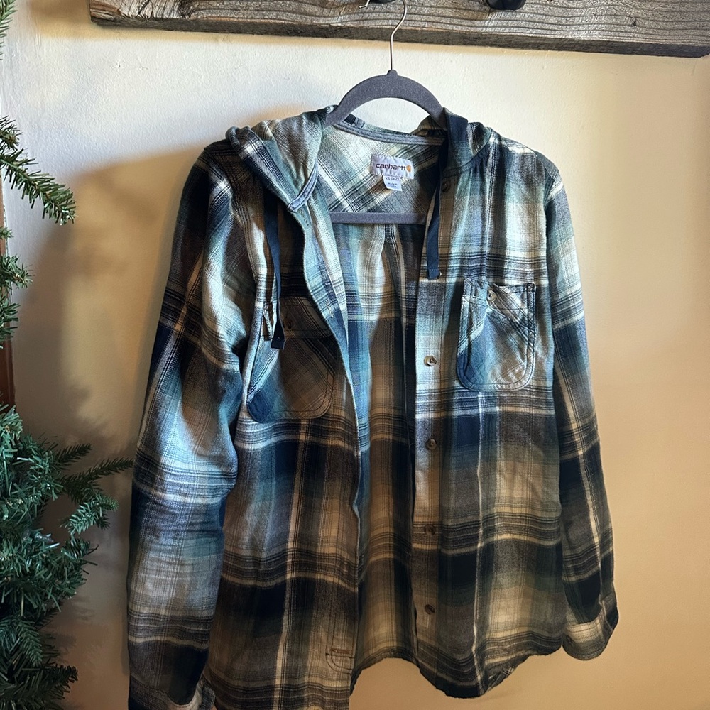 Carhartt Green Plaid Hooded Shirt